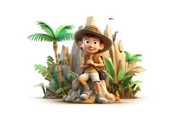 Cartoon-Style Explorer: Unearthing an Ancient Civilization in a Jungle Adventure