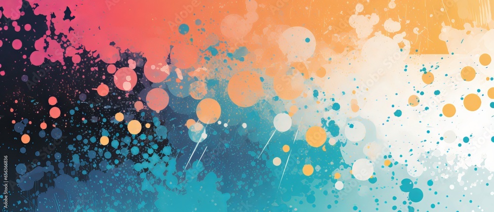 Poster abstract vector illustration of grunge halftone background with dots in multiple colors