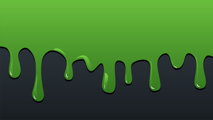 Green slime. Flowing goo. Liquid toxic poison. Background for spooky graphic design, Halloween invitations and greetings. Vector illustration.
