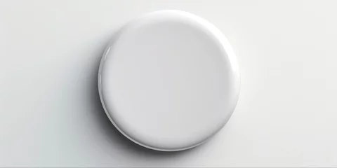 Foto op Canvas Round White Badge Pin Brooch Mock-Up. Isolated Three-Dimensional Button Push Blank Badge Pin 3D Rendering © AIGen