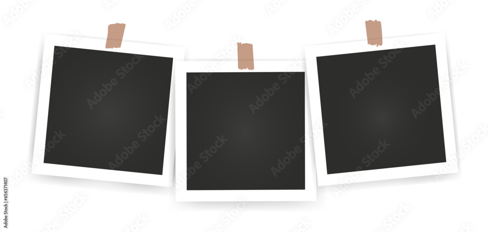Poster set of instant photo frame mockups with shadows. photo album template. empty image for memory. blank
