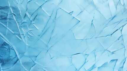 Cracked Ice Texture of Lake Baikal in Winter, Abstract Blue Background with Transparent Ice