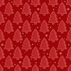 Christmas tree red seamless pattern
