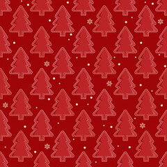 Obraz premium Christmas tree red seamless pattern
