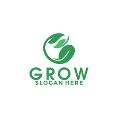 Green Seed logo type vector, Grow logo design template