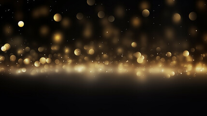 the black background is festive, the horizon line is bokeh, the glare from blurred golden sparks along the narrow horizon