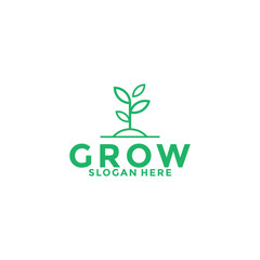 Green Seed logo type vector, Grow logo design template
