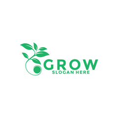 Green Seed logo type vector, Grow logo design template