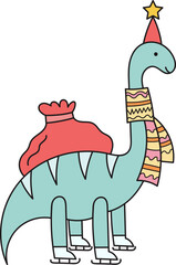 Christmas Dinosaur With Gift