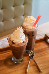 Iced chocolate with whipped cream