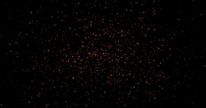 gold glow glittering particles bokeh tail transition sparkle effect on black background, holiday happy new year