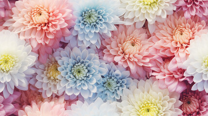 multicolored chrysanthemum flowers spectrum rainbow nature background soft abstract tile