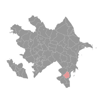Masally district map, administrative division of Azerbaijan.