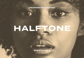 Halftone Retro Risograph Photo Effect Mockup Template Texture Overlay Print