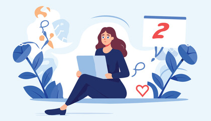 Female character having questions. Frequently asked questions concept flat illustration vector template, FAQ concept for landing page, mobile app, web banner, infographics