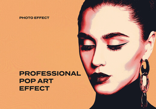 Pop Art Retro Poster Posterized Photo Effect Mockup Template Texture Overlay Print