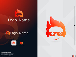 Pro gamer logo design. Gaming controller. Premium game.Cool gamer. Sports.Human. Face. Colorful design. Headphone. Sunglass. Controller vector