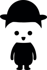 Black and white minimal line art depicting a cute Halloween mascot, distinct yet simple in design, set against a transparent background. Generative AI 