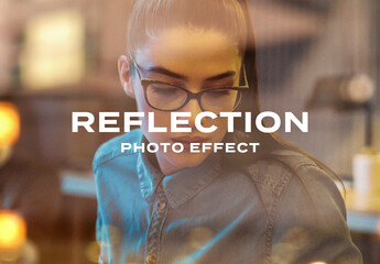 Reflection Window Street Photo Effect Mockup Template Texture Overlay Print