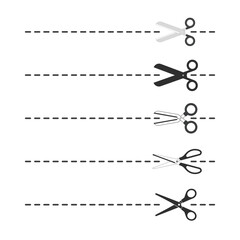 Scissors with cut lines.