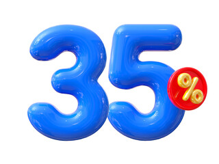 35 Percent Discount Sale Off Blue Balloon Number 