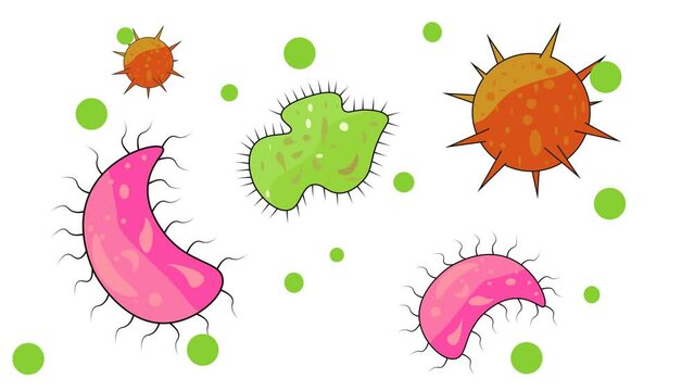 animated bacteria in motion. Suitable for any content about science and education.