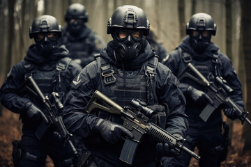 special forces squad with tactical gear