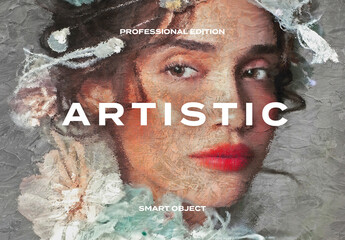 Artistic Fine Art Painting Drawing Oil Canvas Paint Paper Photo Effect Mockup Template Texture Overlay Print