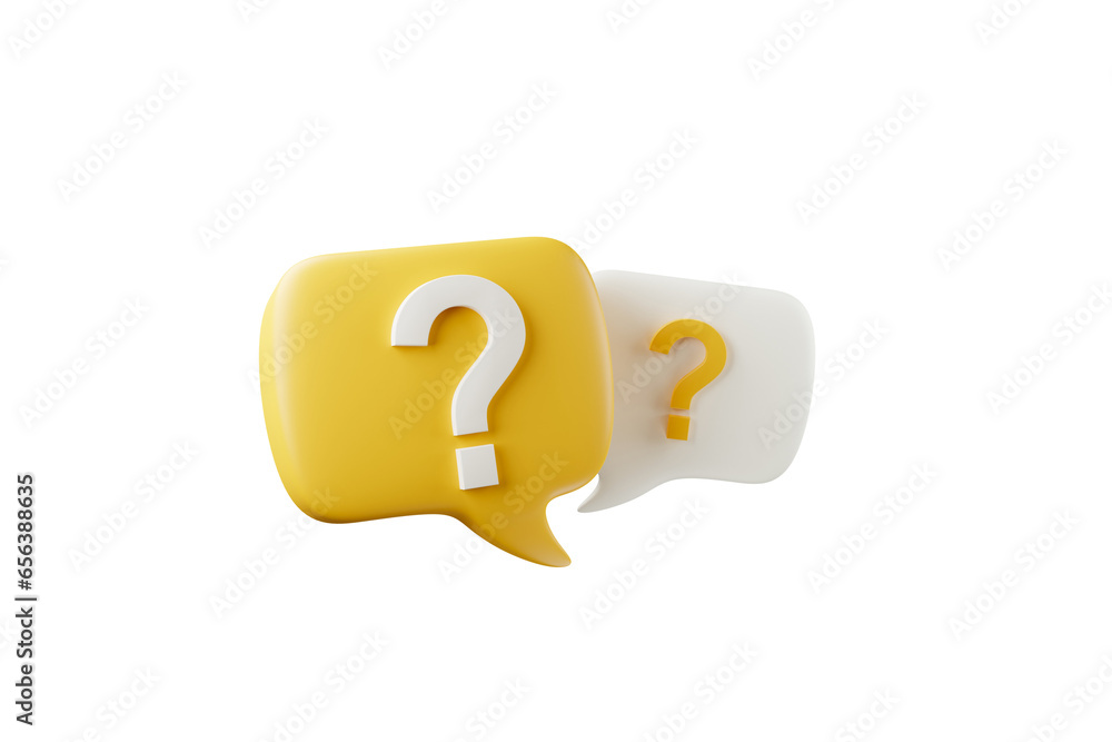 Poster 3d rendering a question mark floated in the air. question ideas that arise in various places