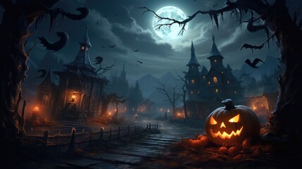 Fototapeta na wymiar halloween background with pumpkins