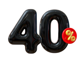 40 Percent Discount Sale Off Black Balloons Number 