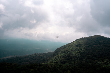 A drone flying over a beautiful hill, Shot on 02.12.2020, Kodagu, Karnataka, India