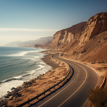 Makran Coastal Highway - Landscape Wallpaper - Generated by AI
