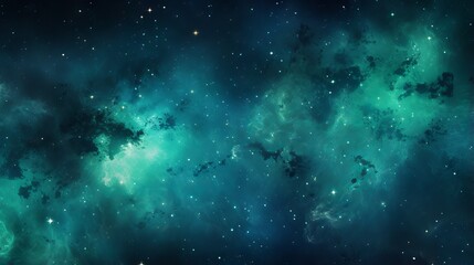 Milky way galaxy in blue and green: a spectacular view of the stars and nebulae in outer space - obrazy, fototapety, plakaty