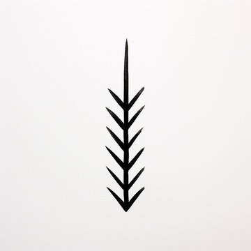 Arrow drawn with black marker , arrow drawn with balck pencil on white background, top view