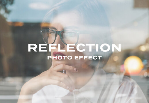 Reflection Window Street Photo Effect Mockup Template Texture Overlay Print