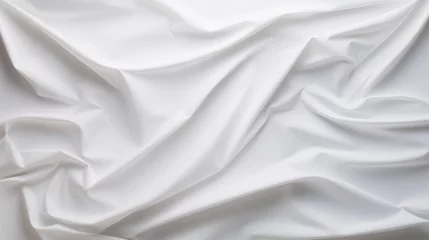 Zelfklevend Fotobehang White Wrinkled Fabric Texture. Template for textile pattern presentation. Paper or fabric mockup. © Voysla