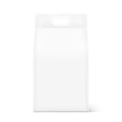 Realistic snap seal plastic shopping bag with handles mockup. Front view. Vector illustration isolated on white background. Ready for your design. Suite for the presentation of your product.