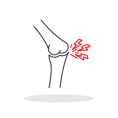 Knee pain icon in flat style. Rheuma symbol for your web site design, logo, app, UI Vector 