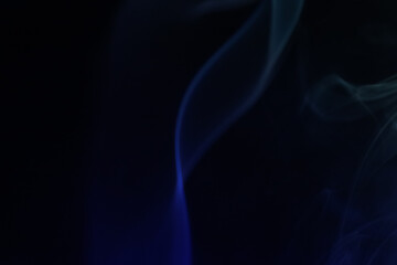 blue smoke on a dark background, colourful abstract, one line, minimalistic art	
