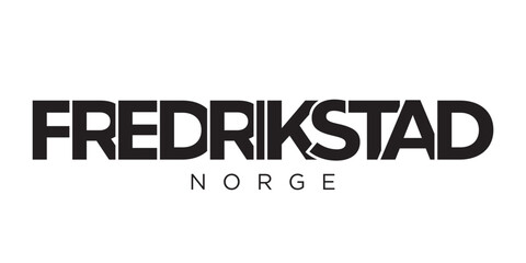 Fredrikstad in the Norway emblem. The design features a geometric style, vector illustration with bold typography in a modern font. The graphic slogan lettering. - obrazy, fototapety, plakaty