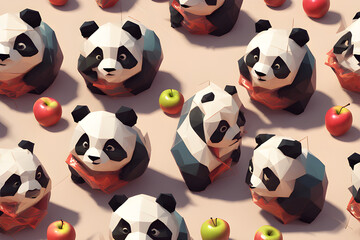panda scribbling apples low poly isometric art 3d art high detail artstation concept art.png. Generative AI