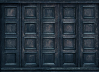Classic wall with vintage dark blue wood panels