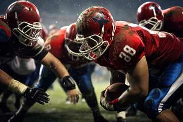 American football players in game.