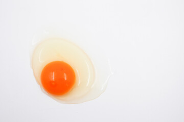 Broken egg isolated on white background.
