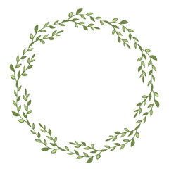 green leaf plant branch art drawn round frame