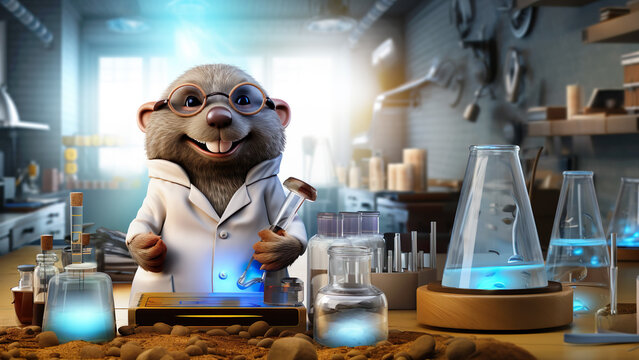 Mole Day, Scientist Mole character. Banner copy space - Powered by Adobe