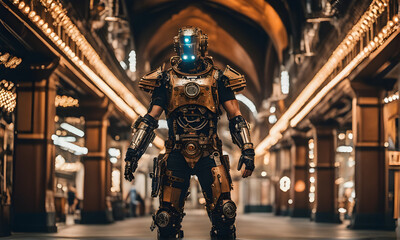 Fototapeta na wymiar Robot soldier of the future artificial intelligence future war combat robot