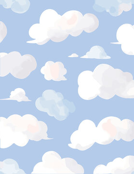 Cloud wallpaper, watercolor backgrounds, seamless pattern, cloud painting