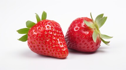 isolated strawberry. whole strawberries. half a strawberry, sliced. white background.clipping path